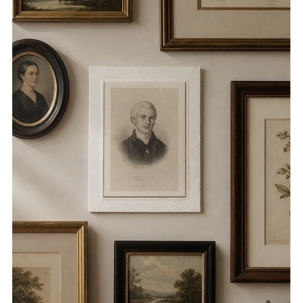 Antique 1888 James McHenry Etched Print Mounted Mat Founding Father Portrait